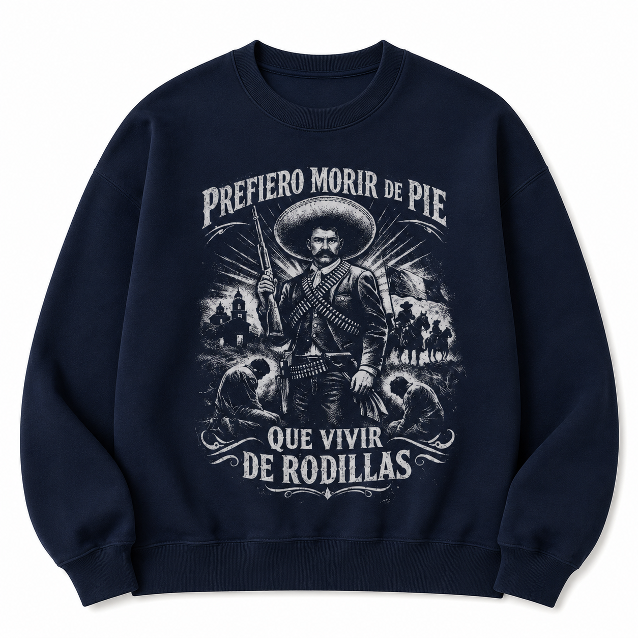 Prefiero Morir de Pie T-Shirt/Sweatshirt/Hoodie – Vintage Mexican Revolutionary Emiliano Zapata Graphic Tee, Spanish Quote Shirt for Men