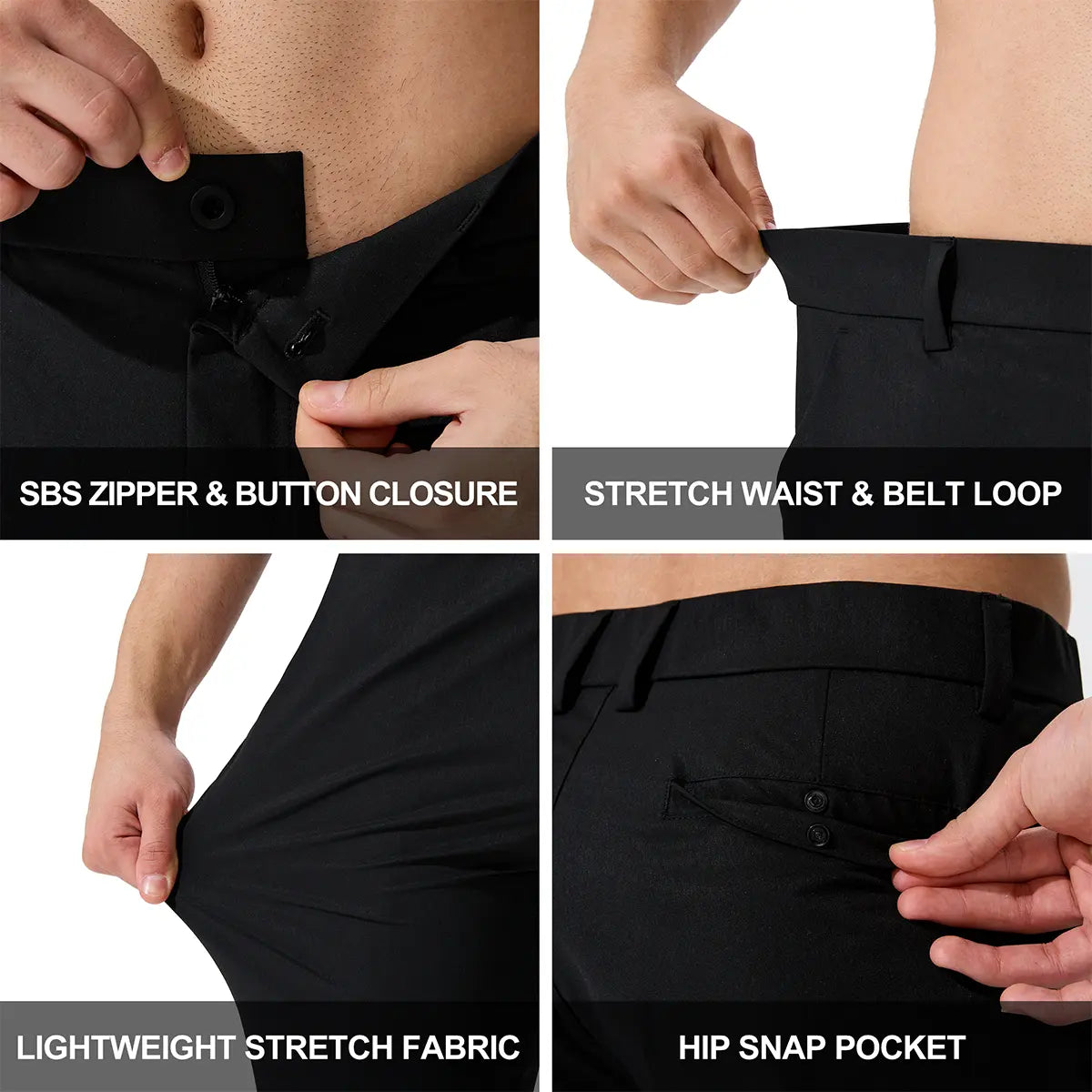 Men’s Slim Fit Golf Pants – Lightweight Stretch Quick Dry Dress Pants