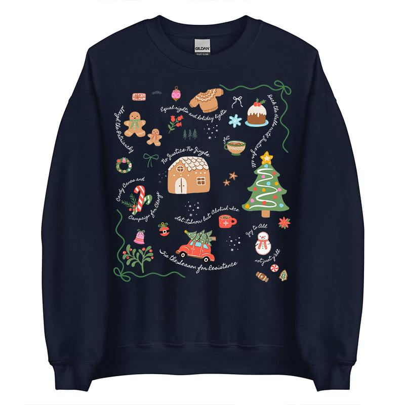 Subtle Anti Trump Holiday shirt: Doodle Christmas Liberal Values Political Protest Sweatshirt