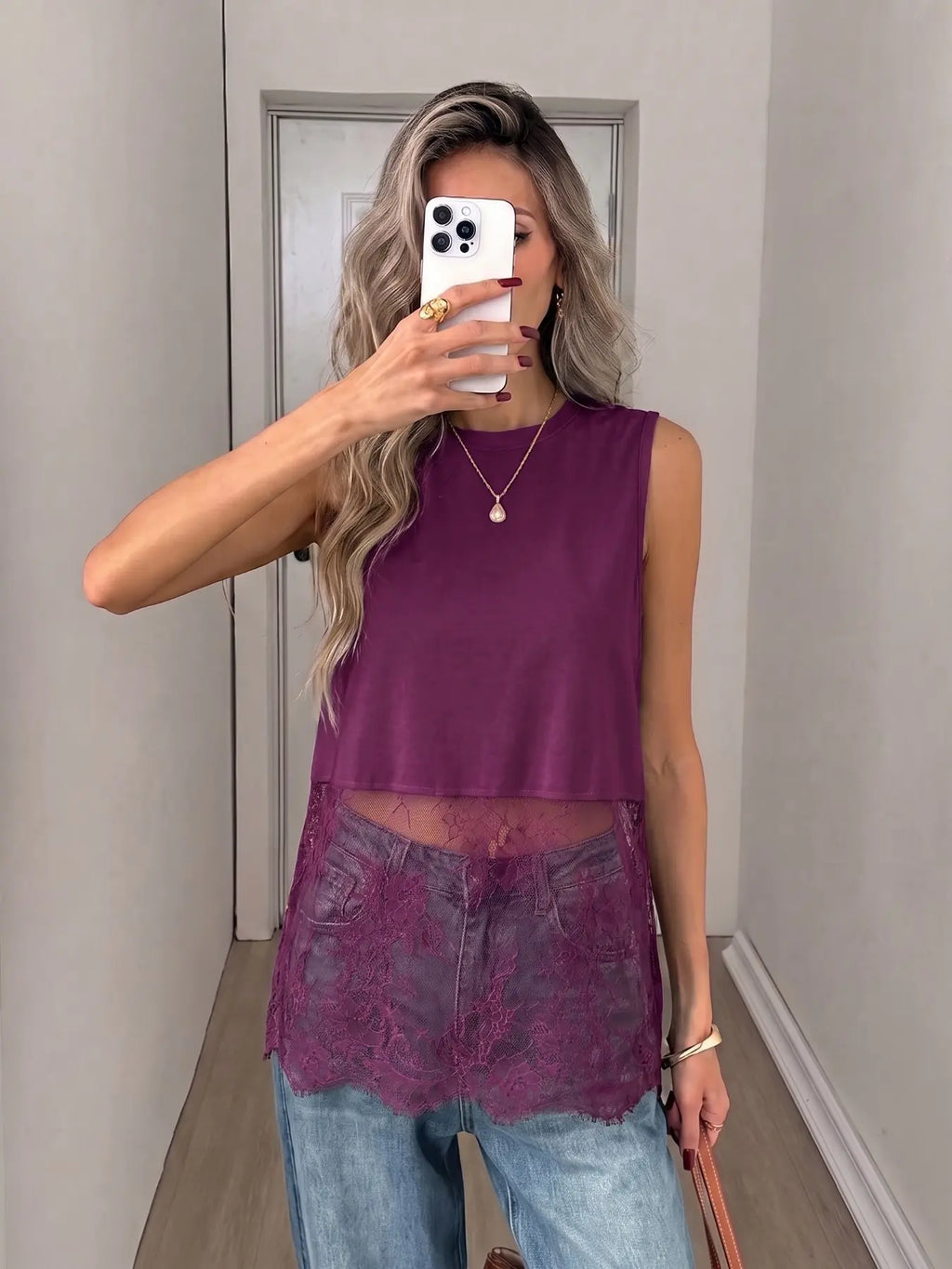 Lace Trim Tank Top – Y2K Sleeveless Layering Top For Women