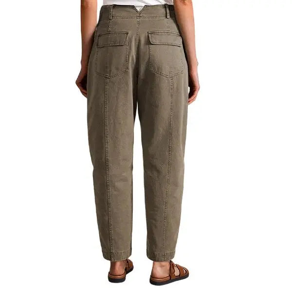 Women’s Barrel Leg Pants – Washed Casual Utility Pants with Deep Pockets