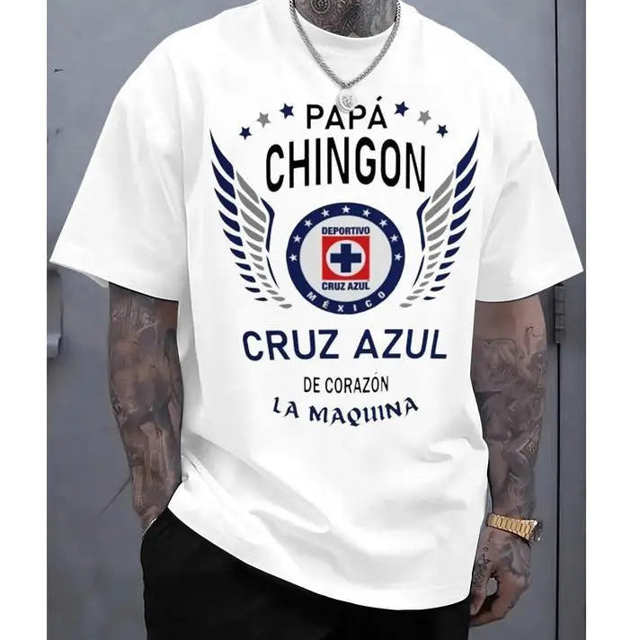 Cruz Azul "Papa Chingon" Soccer Tee ⚽ – Latino Dad Graphic Shirt/Sweatshirt/Hoodie