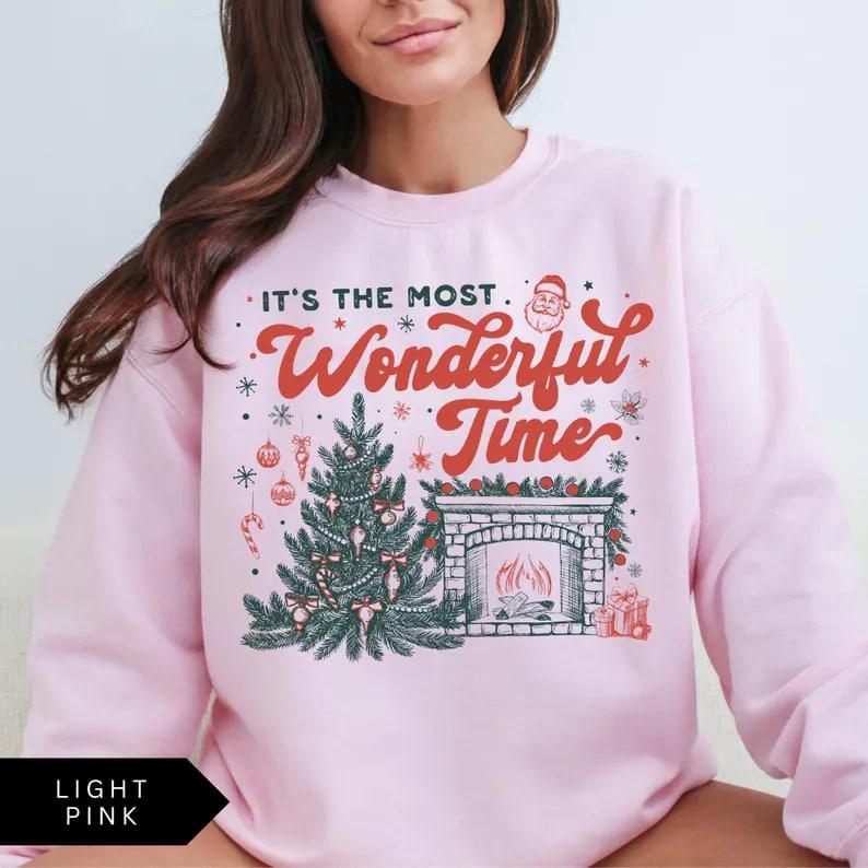 Vintage Christmas sweatshirt with 'It’s the Most Wonderful Time of The Year' design, retro holiday aesthetic Sweatshirt, perfect cozy festive Christmas Sweatshirt