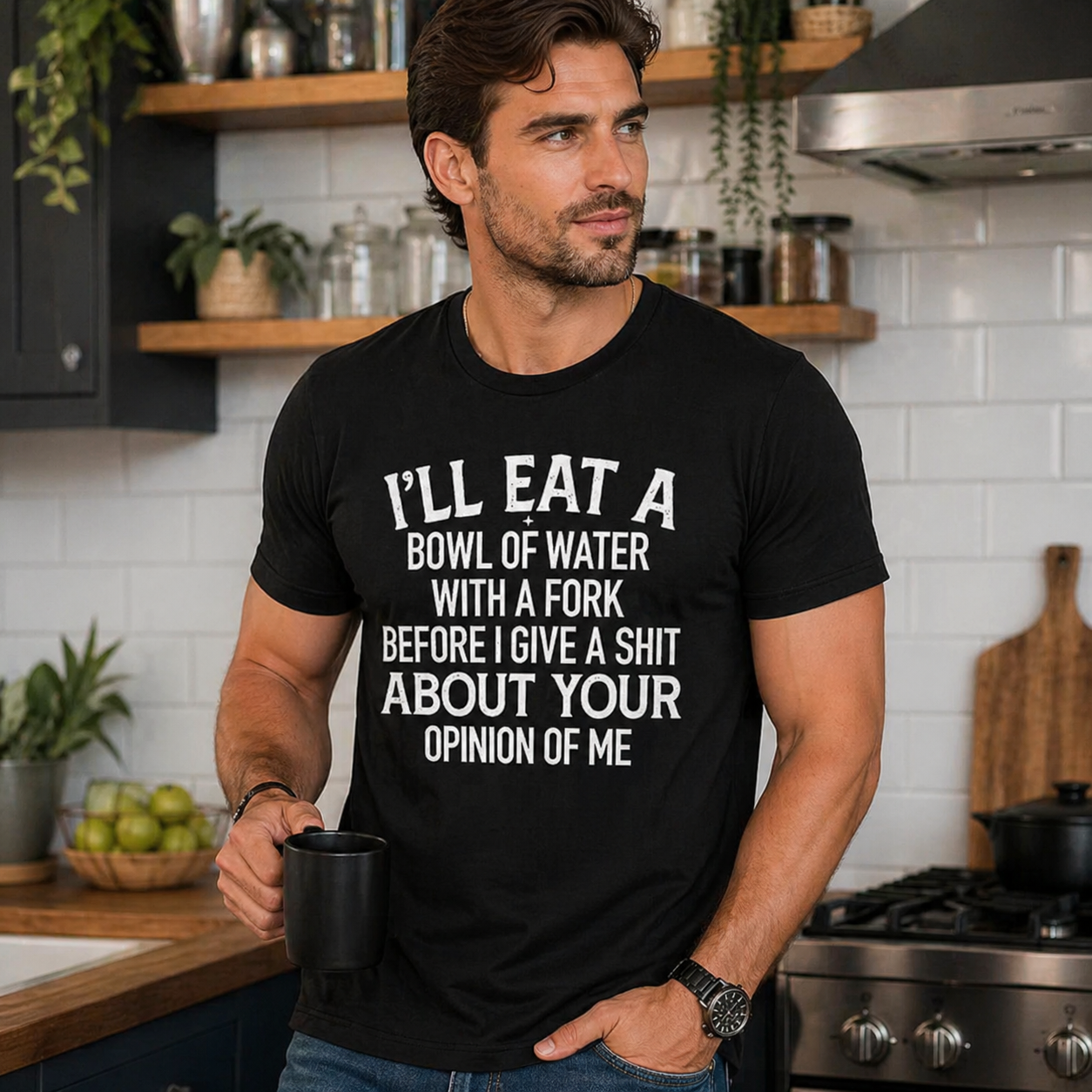 “I’ll Eat a Bowl of Water with a Fork” Funny T-Shirt/Sweatshirt/Hoodie – Don’t Care Attitude Graphic Tee