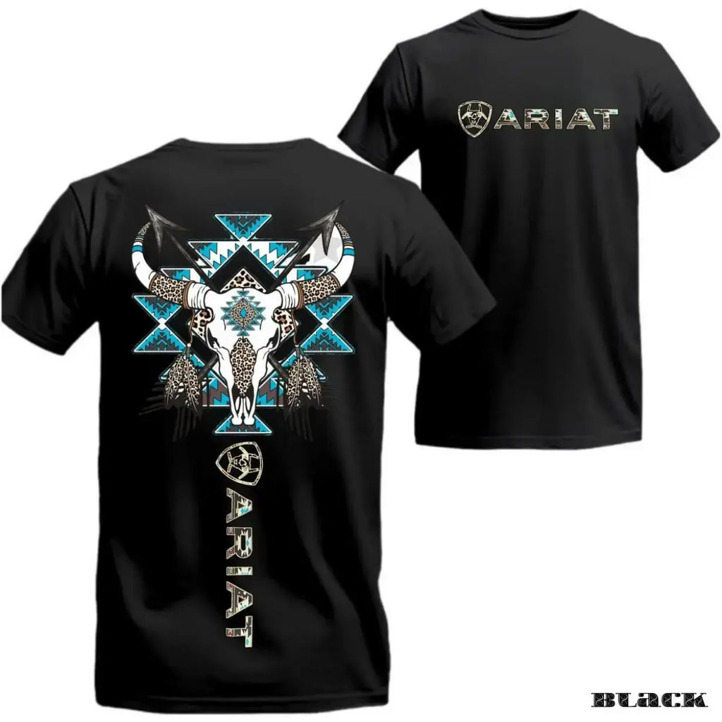 Tribal Bull Skull Graphic Tee – Western Aztec Style T-Shirt/Sweatshirt/Hoodie