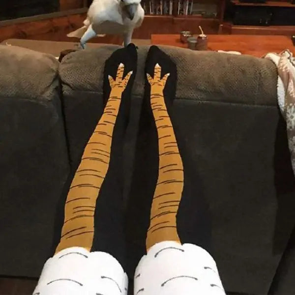 2 Pairs Funny Chicken Leg Socks – Novelty Animal Knee High Socks for Women & Men, Hilarious Gag Gift