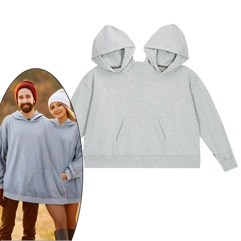 Couples Double Hood Hoodie – Two-Person Oversized Shared Sweatshirt