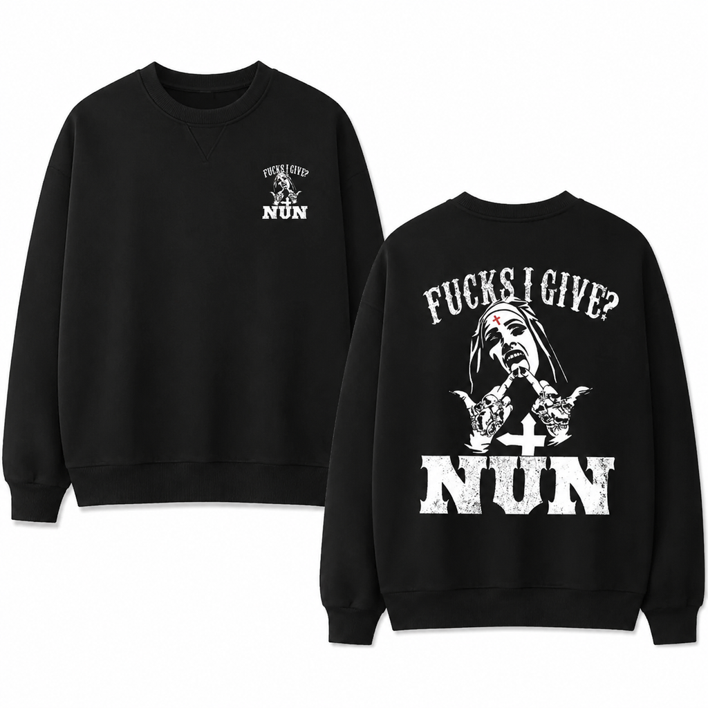 Dark Nun Graphic Tee | Gothic Streetwear Statement “F@ck I Give Nun” T-shirt/Sweatshirt/Hoodie