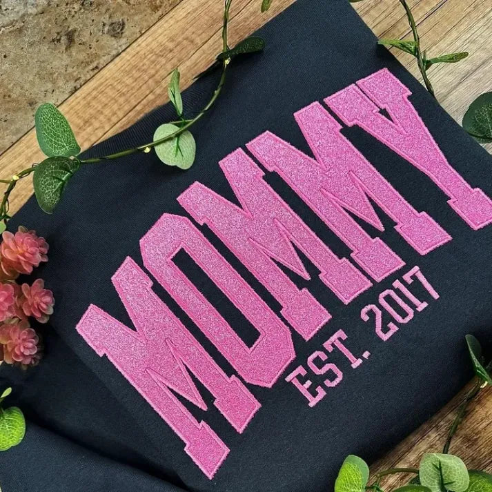 Custom Embroidered Glitter MAMA Sweatshirt-Gift For Mom & Grandma