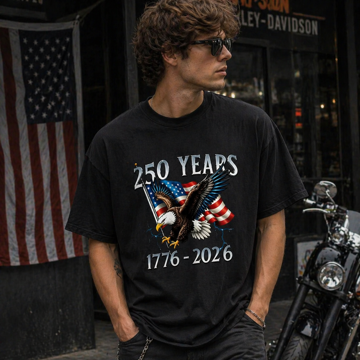 250 Years 1776–2026 T-Shirt/Sweatshirt/Hoodie – USA Anniversary Patriotic Eagle Graphic Tee