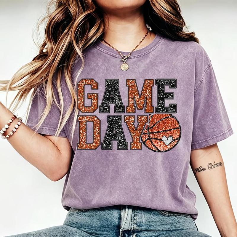 Game Day Basketball Sweatshirt – Women's Oversized Basketball Graphic Crewneck, Sports Mom Game Day Outfit