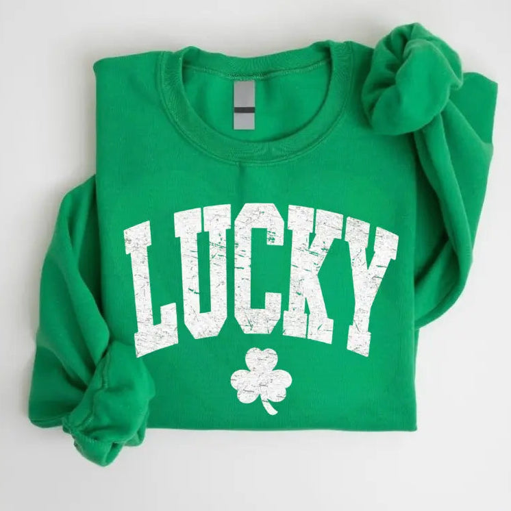 Women's Lucky Sweatshirt, Cute Shamrock Shirt, Happy St Patricks Day Shirt, St Pattys Day Outfit, Lucky Outfit