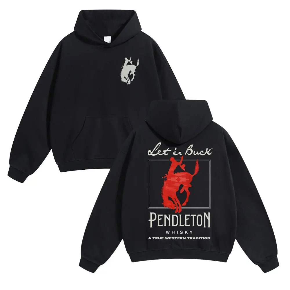 Let 'Er Buck Western Rodeo Hoodie – Vintage Cowboy Graphic Sweatshirt/T-shirt