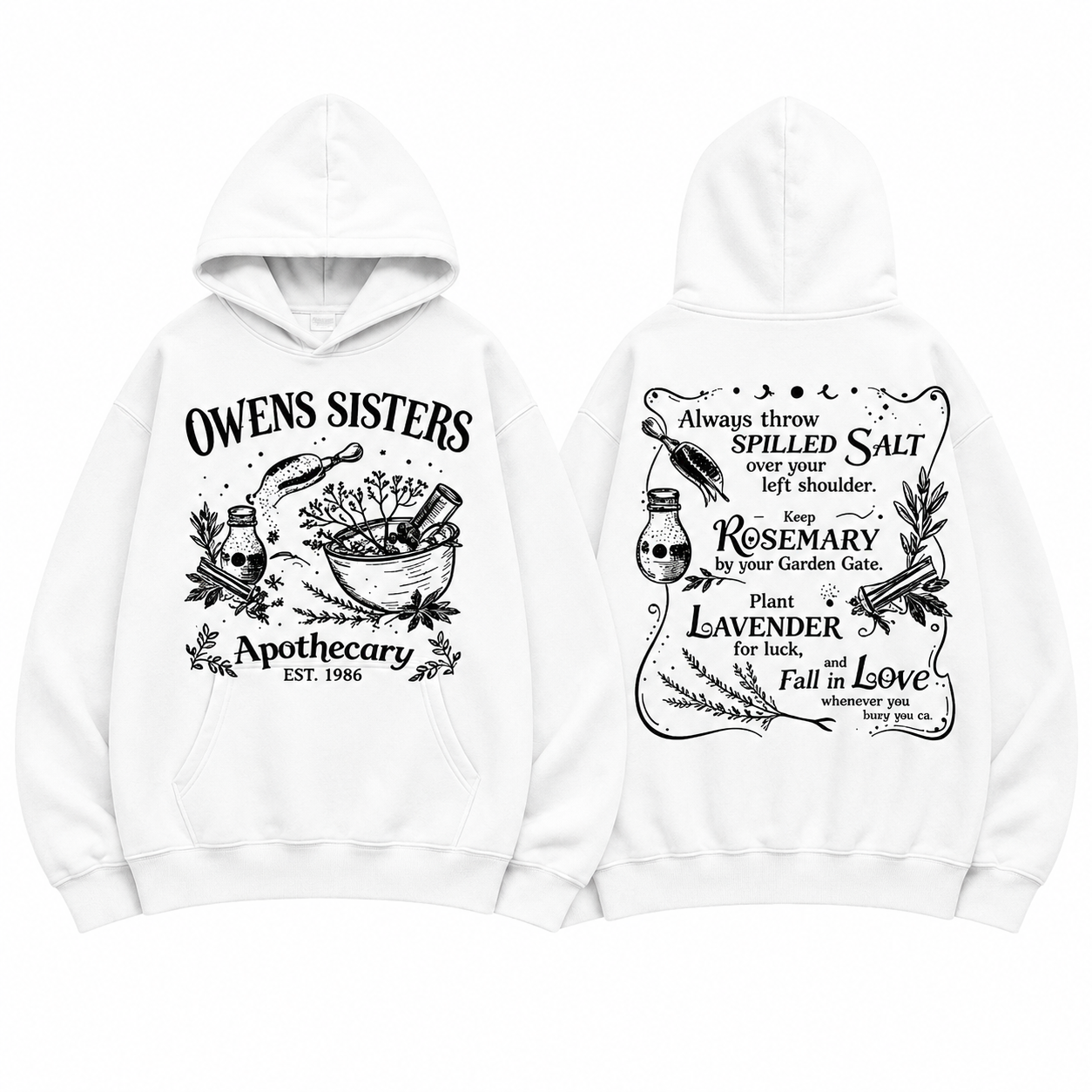 Owens Sisters Apothecary Shirt – Vintage Witchy Herb Graphic Tee, Botanical Front & Back T-Shirt/Sweatshirt/Hoodie