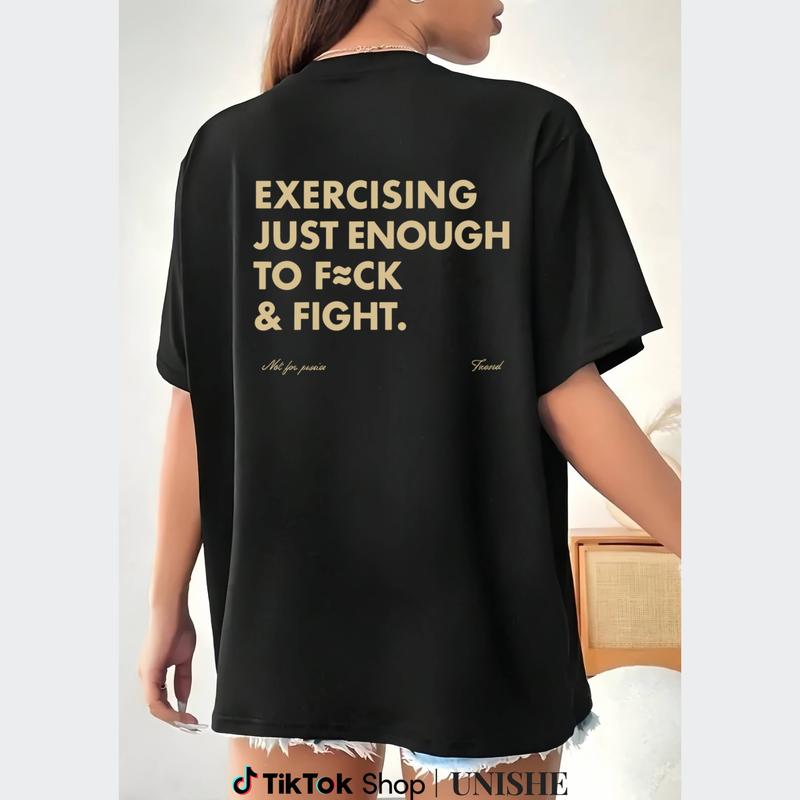 Funny EXERCISING JUST ENOUGH TO F≈CK & FIGHT Tee, Retro Vintage Y2K Streetwear