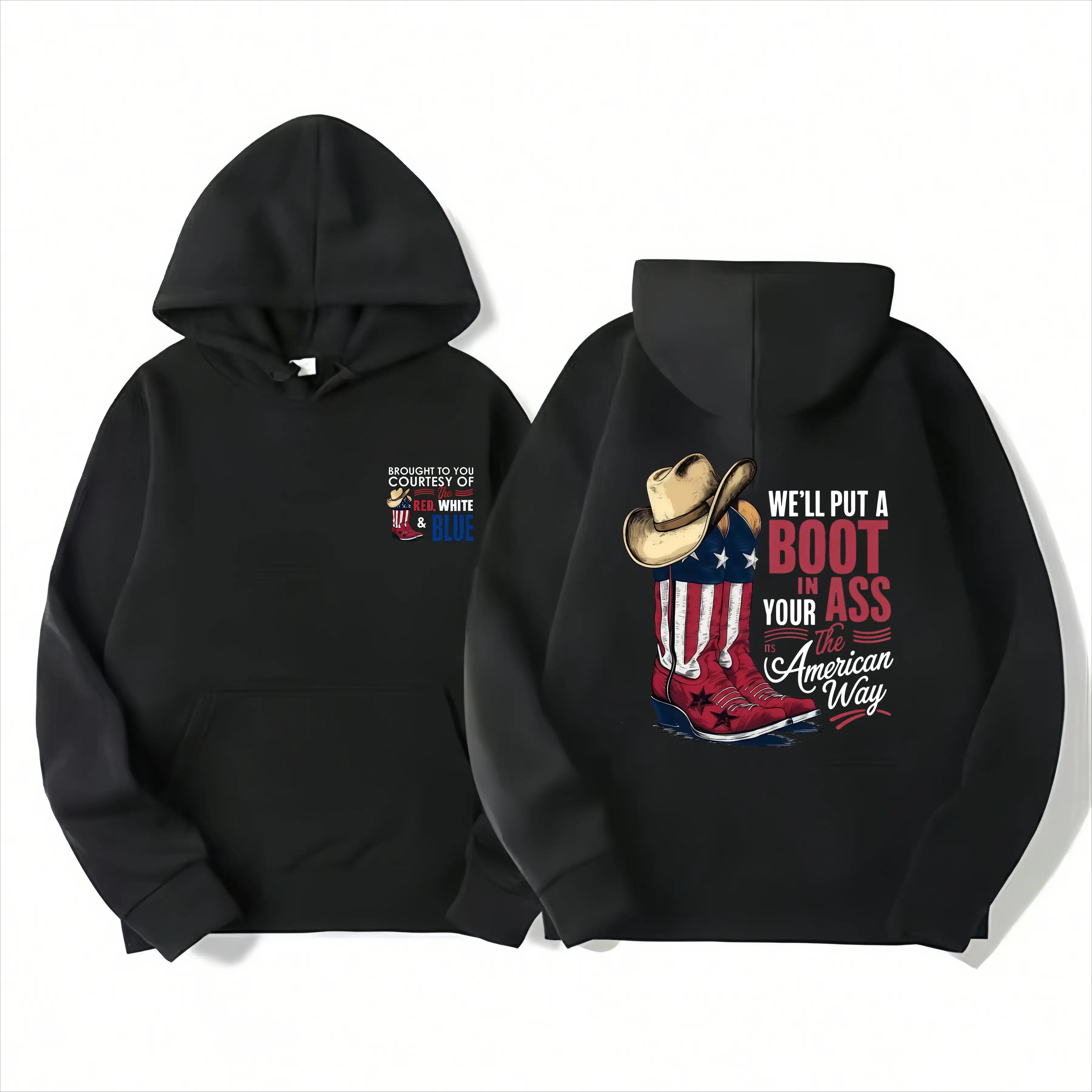 Patriotic Cowboy Boot Graphic Tee/Sweatshirt/Hoodie – Red, White & Blue