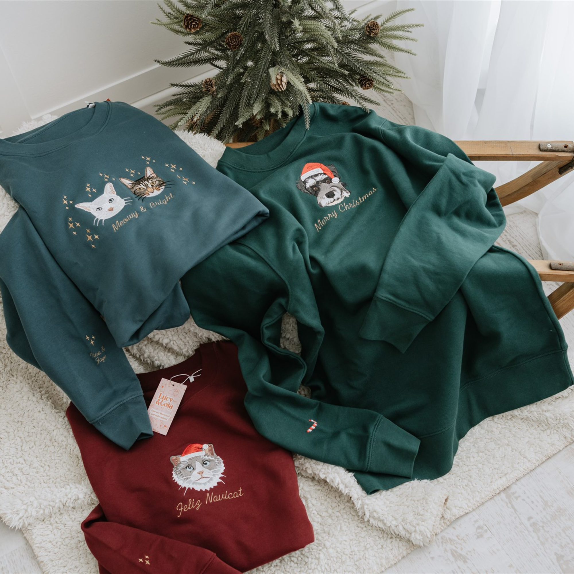 Embroidered Pet Portrait Organic Christmas Jumper