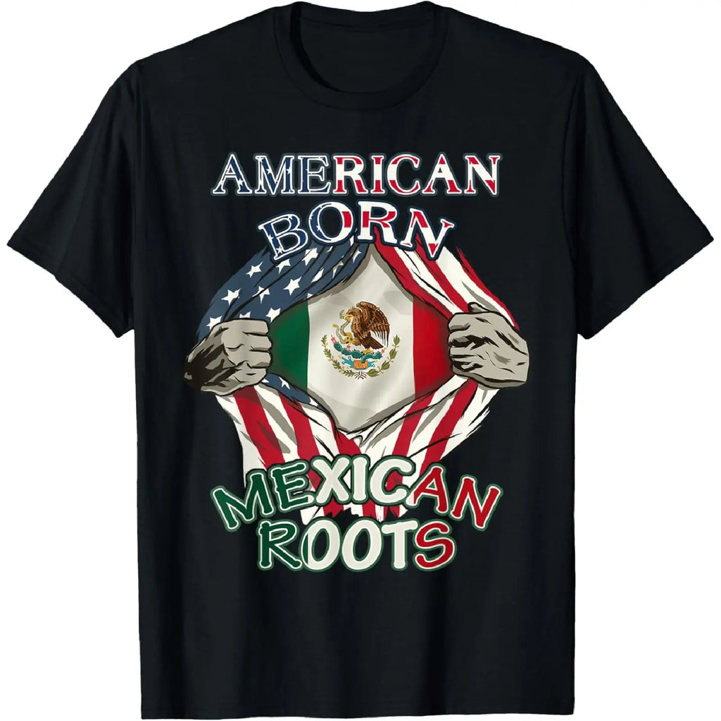 American Born, Mexican Roots T-Shirt/Sweatshirt/Hoodie – USA & Mexico Pride Flag Graphic Tee