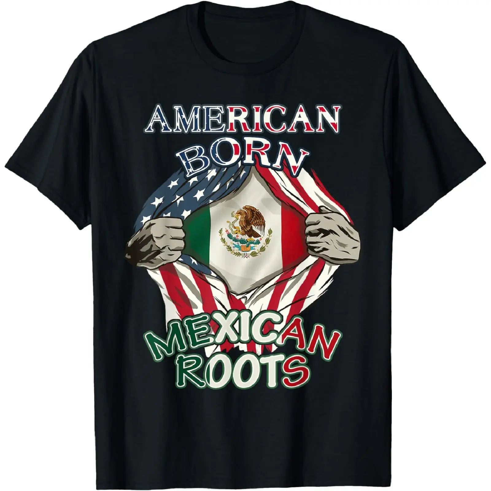 American Born, Mexican Roots T-Shirt/Sweatshirt/Hoodie – USA & Mexico Pride Flag Graphic Tee