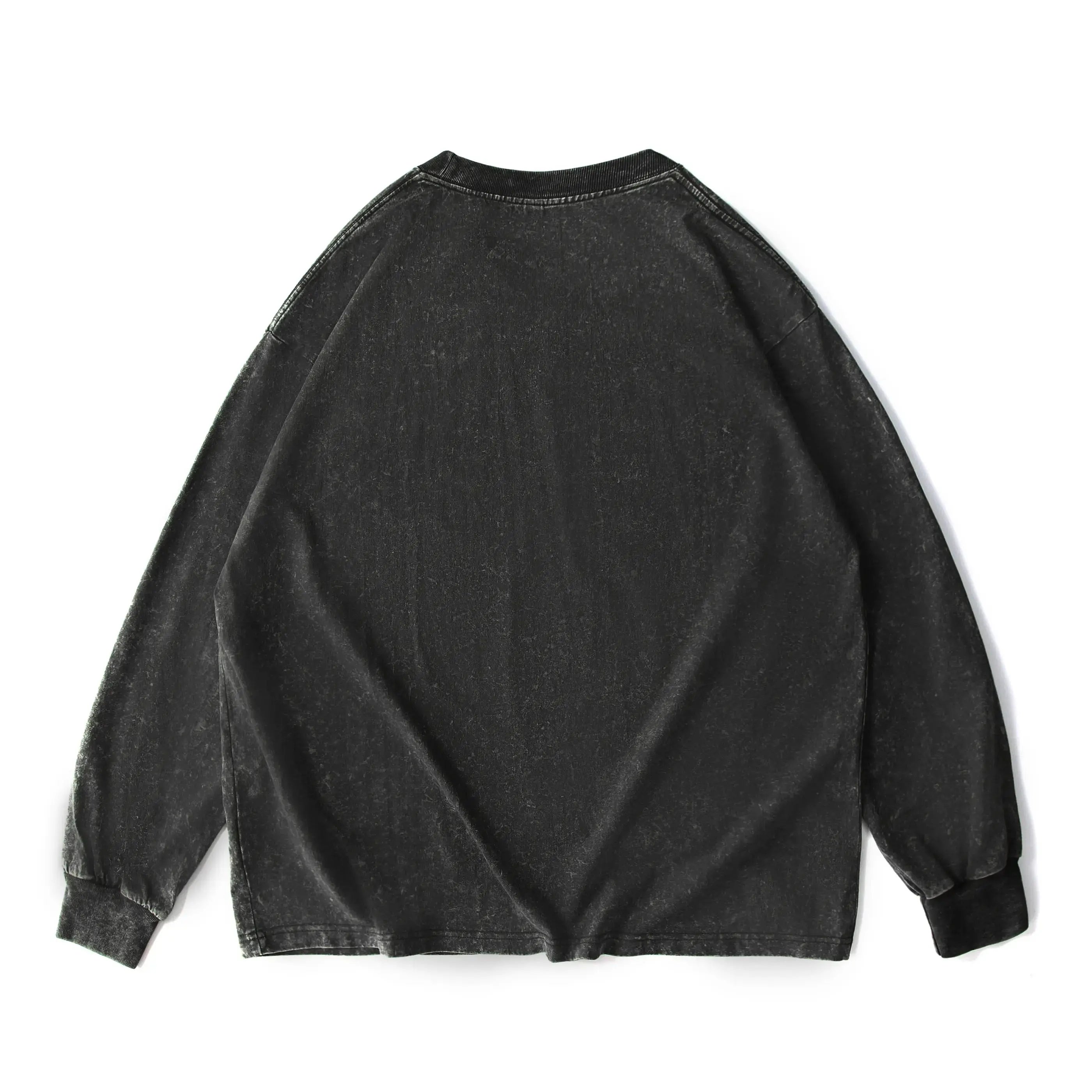Men’s Vintage Washed Long Sleeve T-Shirt/Sweatshirt/Hoodie – Oversized Crewneck Relaxed Fit Streetwear Tee