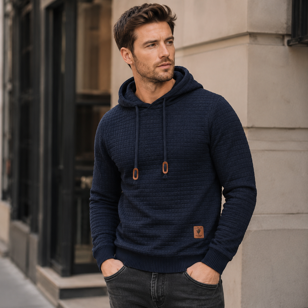 Men's Textured Pullover Hoodie – Casual Fall & Winter Sweater