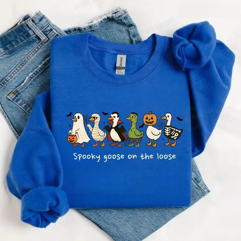 Spooky Goose on the Loose Sweatshirt/Hoodie/T-shirt – Cute Halloween Goose Graphic Crewneck