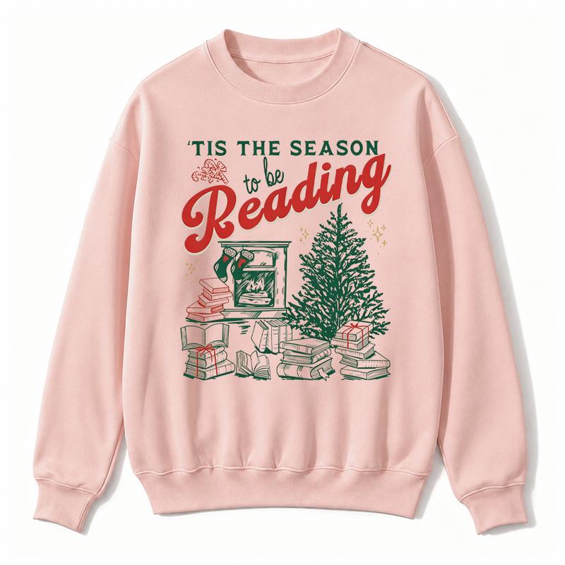 Tis the Season to Be Reading Sweatshirt/Hoodie/T-Shirt – Retro Christmas Book Lover Crewneck
