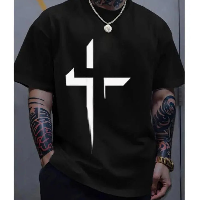 Minimal Cross Graphic T-Shirt/Sweatshirt/Hoodie – Dark Streetwear Oversized Tee