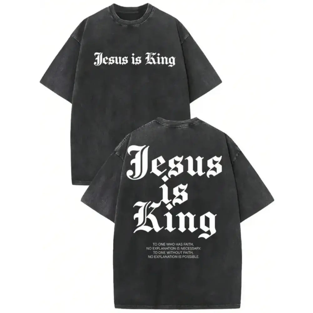 Jesus Is King Vintage Washed Tee – Christian Streetwear Graphic T-Shirt/Sweatshirt/Hoodie