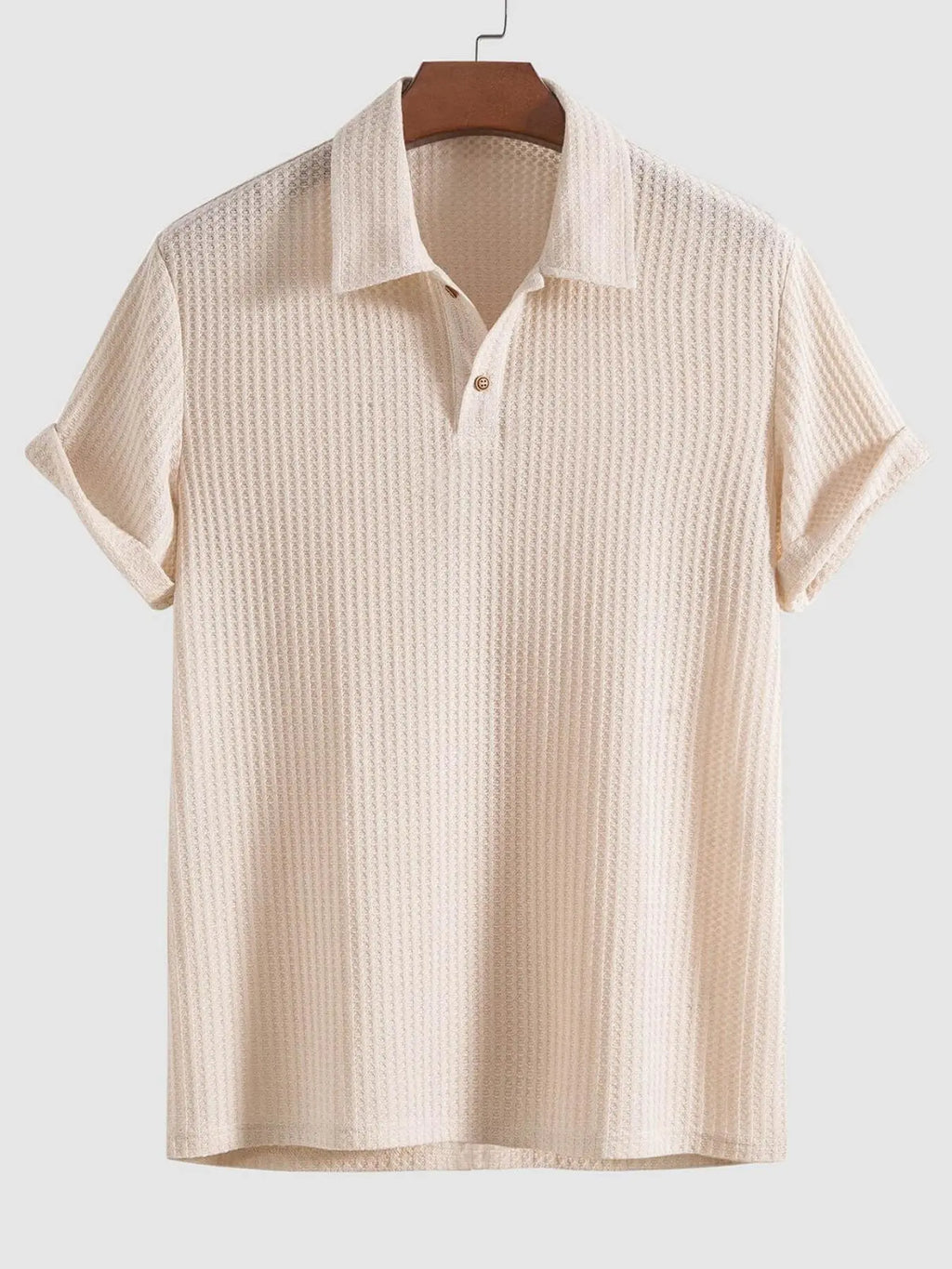 Men's Textured Knit Polo Shirt – Luxury Casual Short Sleeve Golf Style Top
