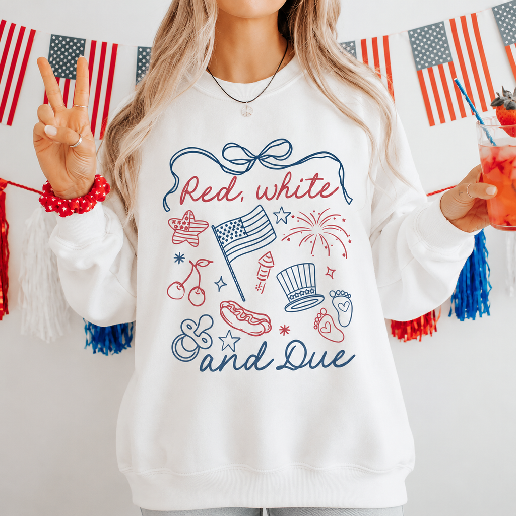 Red, White & Due 4th of July T-Shirt/Sweatshirt/Hoodie – Summer Announcement Tee