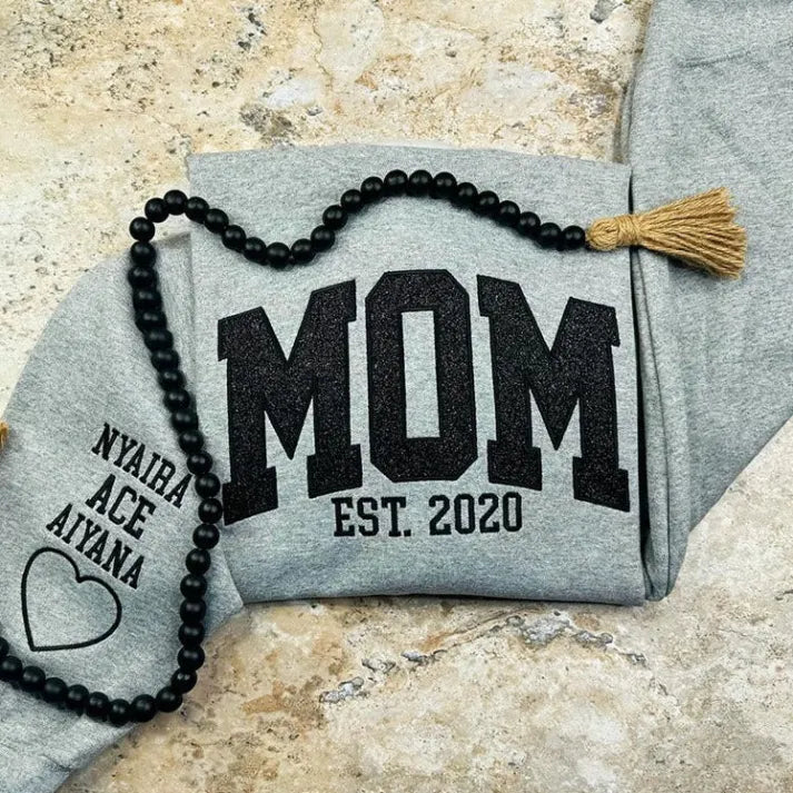Custom Embroidered Glitter MAMA Sweatshirt-Gift For Mom & Grandma