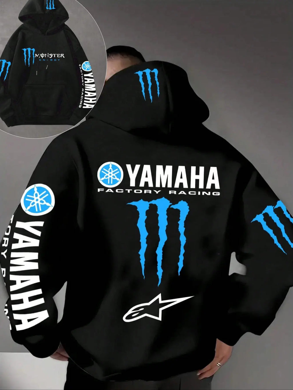 Moto Racing Graphic Hoodie – Men's Streetwear Motorcycle Yamaha Racing Monster Energy