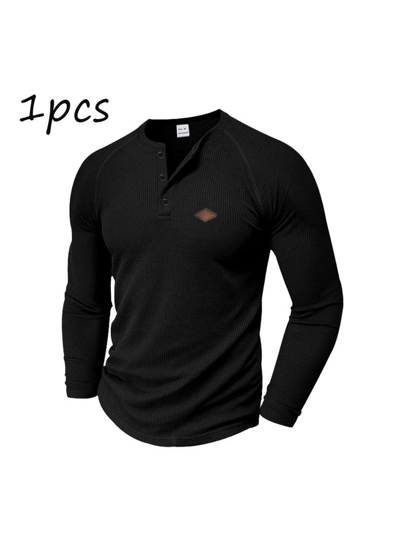 Men's 2-Pack Waffle Knit Henley Shirts – Long Sleeve Raglan Casual Tops