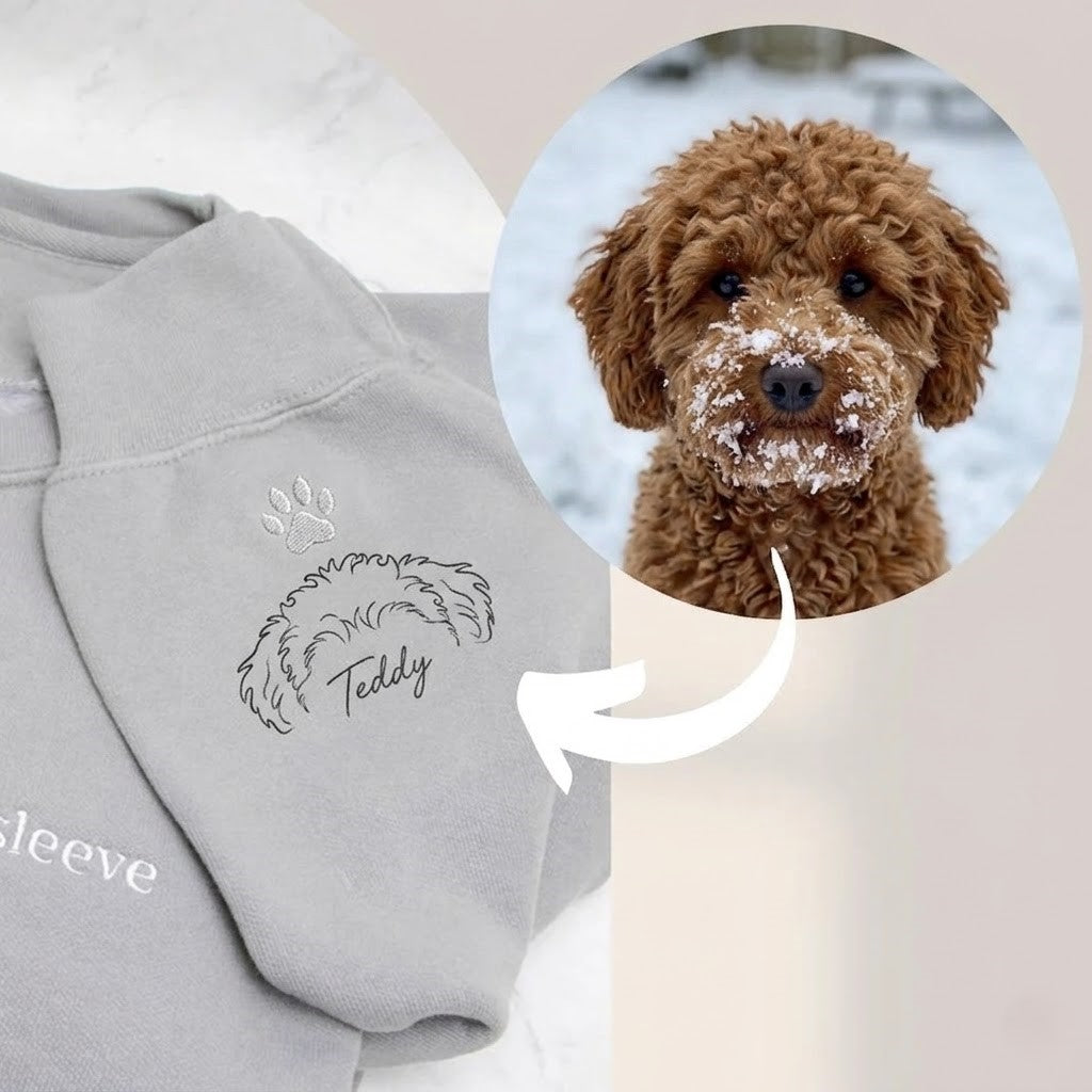 Custom "HEART ON MY SLEEVE" With Pet Ears Outline Drawing