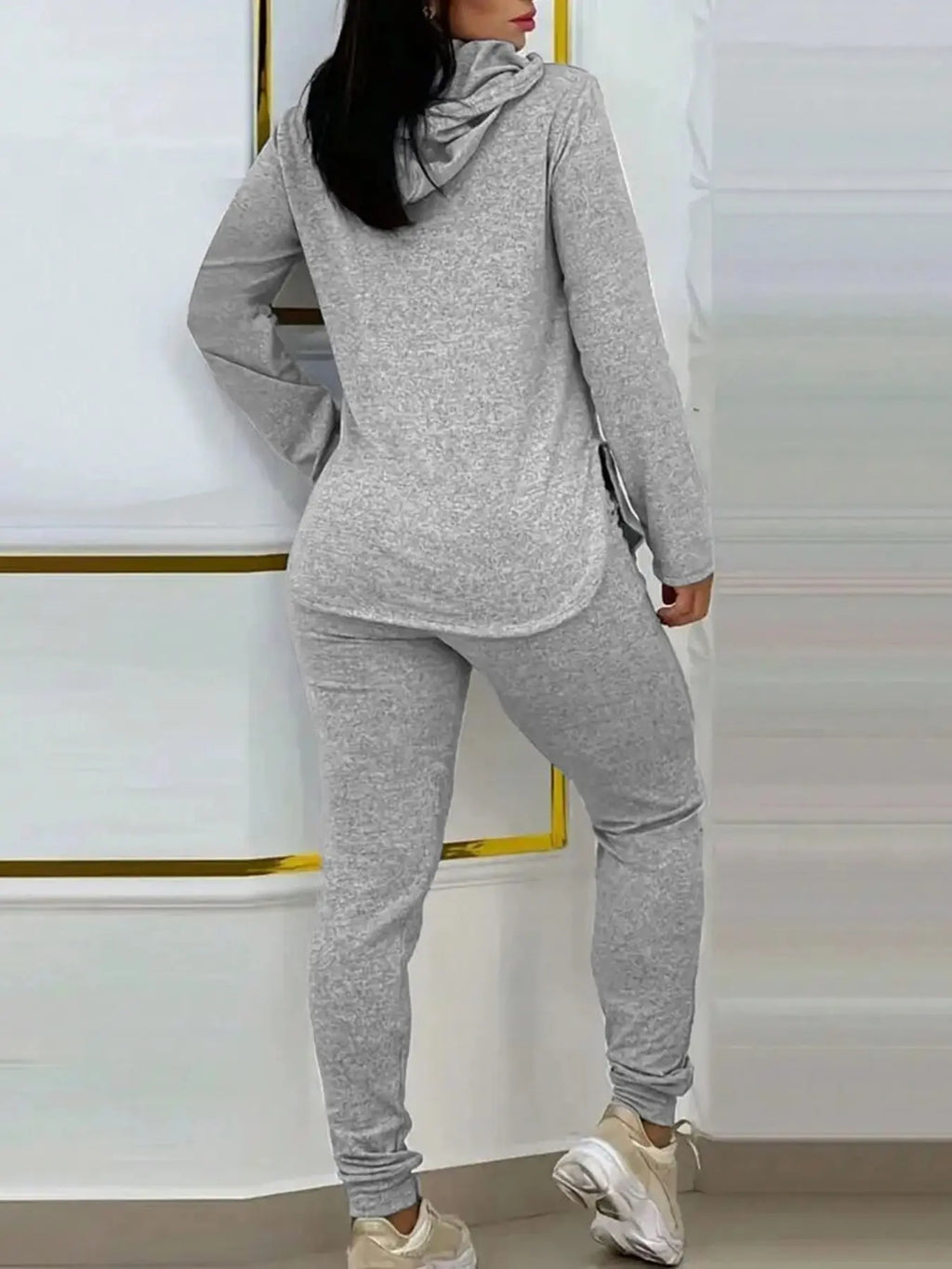 Women's 2-Piece Hooded Lounge Set – Long Sleeve Pullover Hoodie & Slim Jogger Pants Casual Matching Outfit