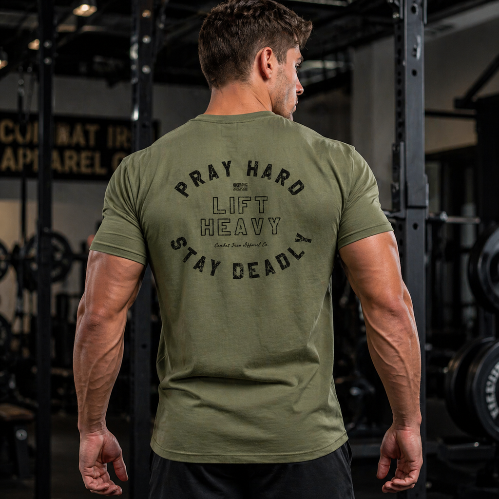 Pray Hard Lift Heavy Stay Deadly T-Shirt/Sweatshirt/Hoodie – Christian Gym Graphic Tee