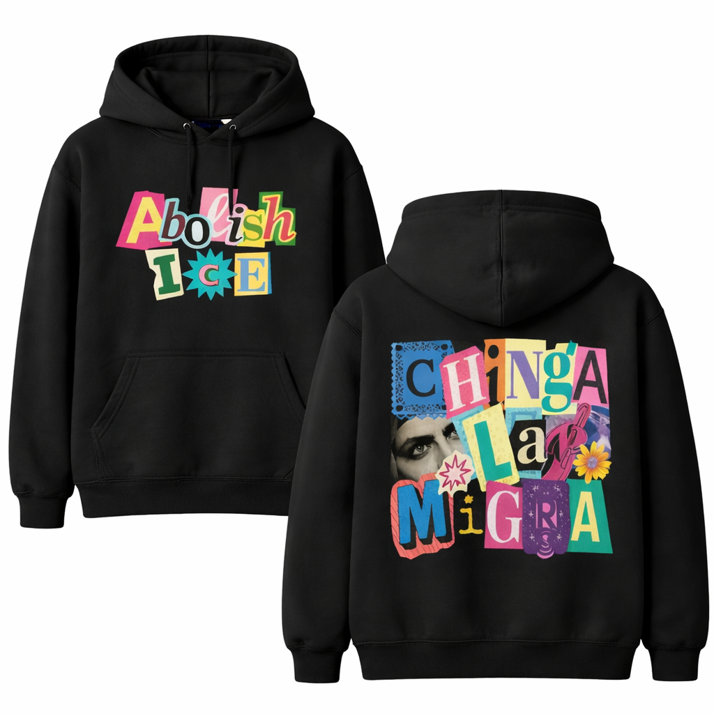 ICE OUT Anti ICE Unisex T-Shirt/Sweatshirt/Hoodie, Chinga La Migra Double-Sided Vintage Cotton Graphic Tee, Human Rights Abolish Ice Casual Shirt