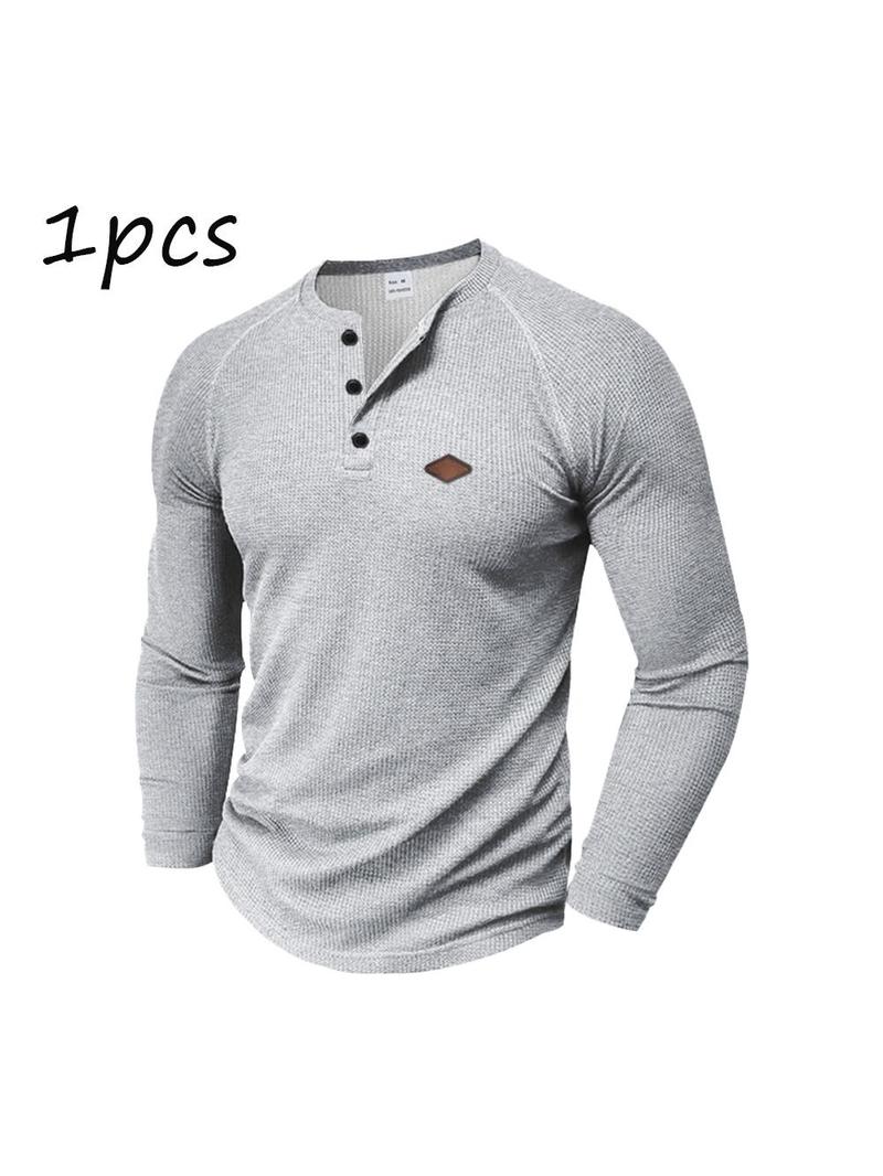 Men's 2-Pack Waffle Knit Henley Shirts – Long Sleeve Raglan Casual Tops