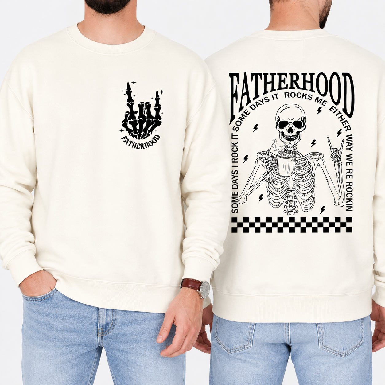 Fatherhood Graphic Tee 💀 – Some Days I Rock It Vintage Dad Shirt/Sweatshirt/Hoodie