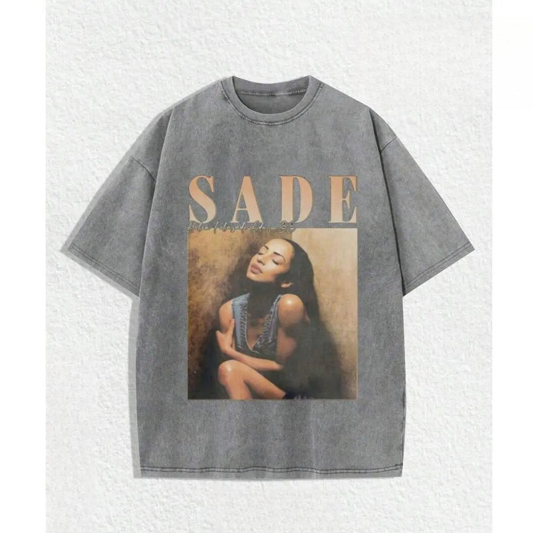 Vintage Sade Music Graphic Tee –  90s Retro Bohemian Inspired Washed Streetwear Shirt/Sweatshirt/Hoodie