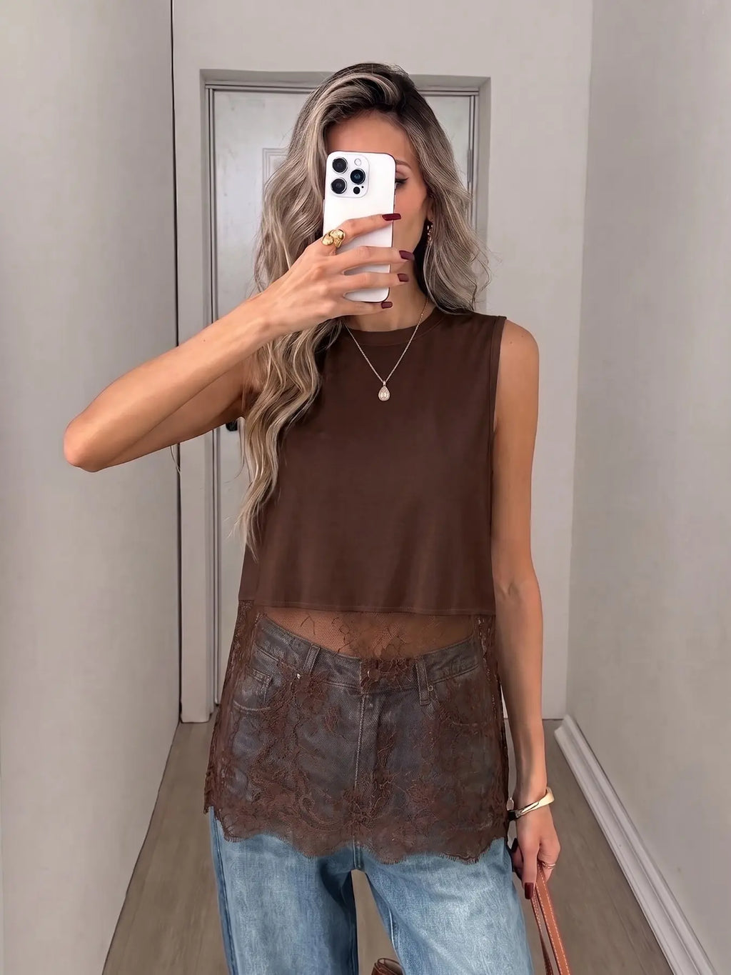 Lace Trim Tank Top – Y2K Sleeveless Layering Top For Women