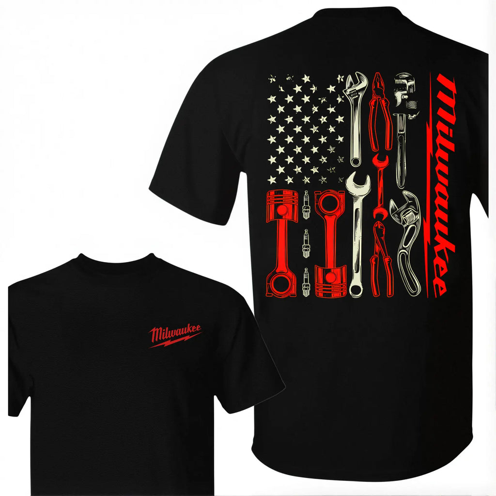 Men’s Mechanic Tools Graphic T-Shirt/Sweatshirt/Hoodie – American Flag Front & Back Workwear Tee
