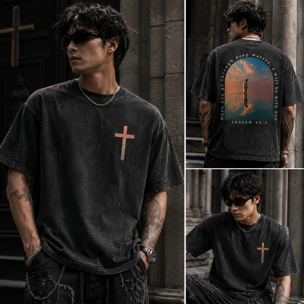 Isaiah 43:2 Washed Faith Tee ✝️ – “I Will Be With You” Vintage Shirt/Sweatshirt/Hoodie