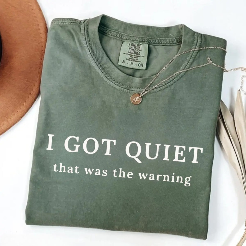 I Got Quiet That Was the Warning Shirt/Sweatshirt/Hoodie – Vintage Washed Sarcastic Graphic Tee