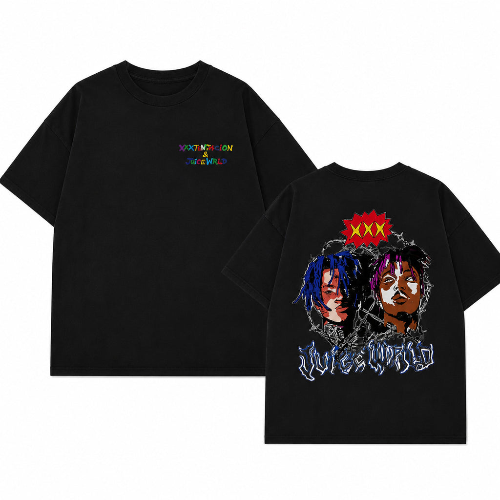 XXXTENTACION & Juice WRLD Tribute Hoodie/Sweatshirt/T-shirt – Vintage Rap Graphic Front & Back Pullover Sweatshirt