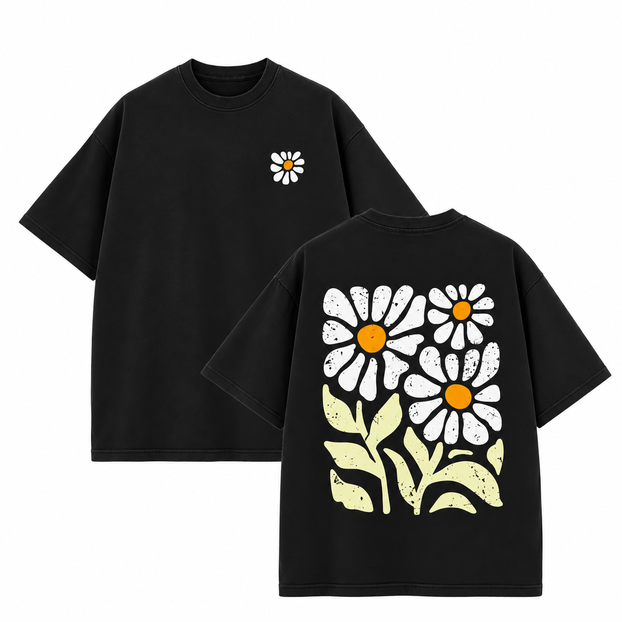 Vintage Daisy Graphic T-Shirt/Sweatshirt/Hoodie – Washed Cotton Front & Back Floral Tee