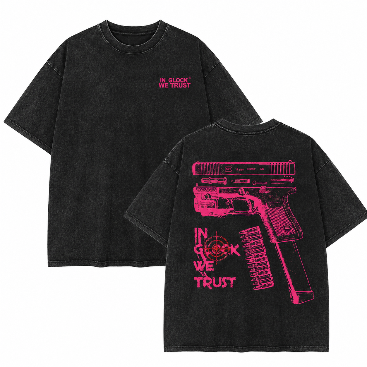 In Glock We Trust Graphic Hoodie/Sweatshirt/T-shirt – Bold Firearm Blueprint Print Pullover, Casual Streetwear Sweatshirt