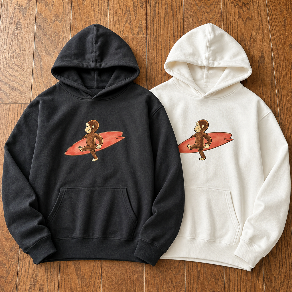 Curious Georgee Minimal Surf Graphic Tee 🌊 – Cute Vintage Beach Shirt/Sweatshirt/Hoodie