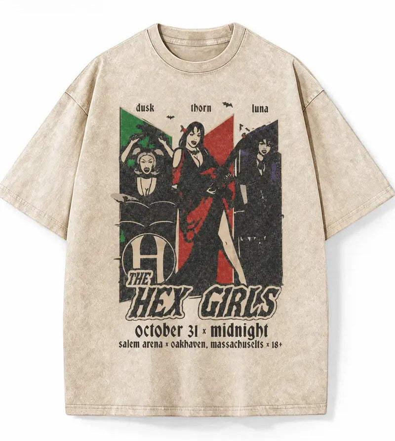 The Hex Girls Vintage Graphic T-Shirt/Sweatshirt/Hoodie – Gothic Rock Band Acid Wash Halloween Tee